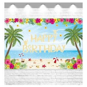 Tropical Luau Happy Birthday Backdrop
